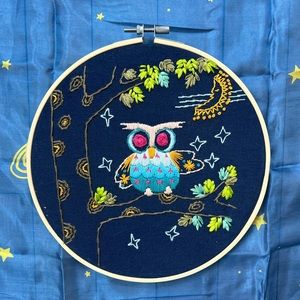 Hand Embroidery Wall Art-Owl
